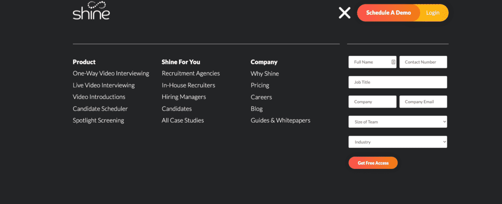 SaaS Fullscreen Menu