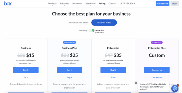 Pricing page for SaaS website conversion