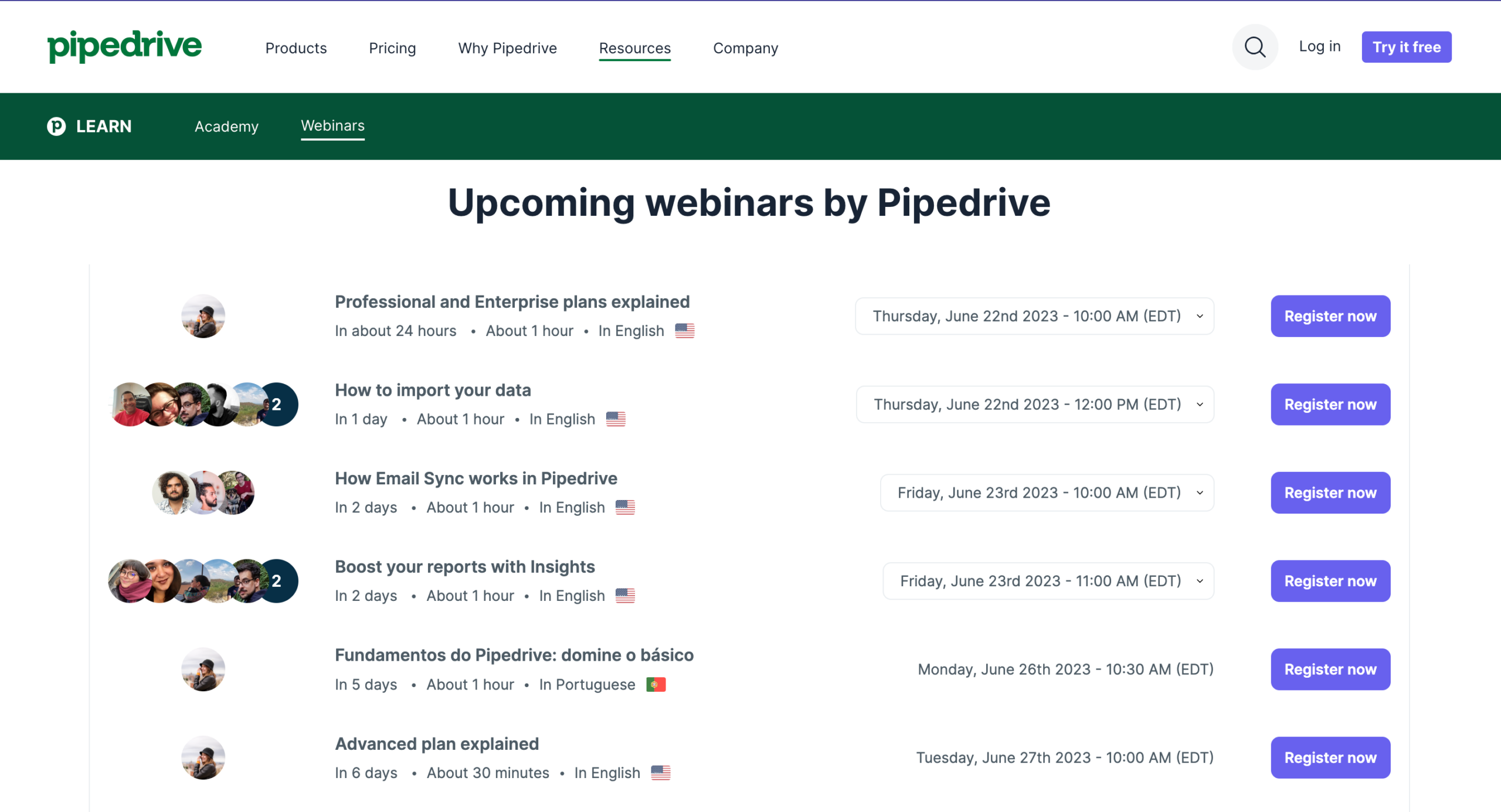 Pipedrive Webinar examples