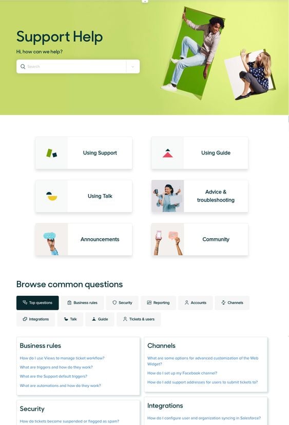 Zendesk SaaS Knowledge Center