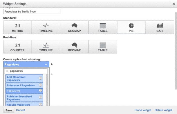 Google Analytics creating a pie chart