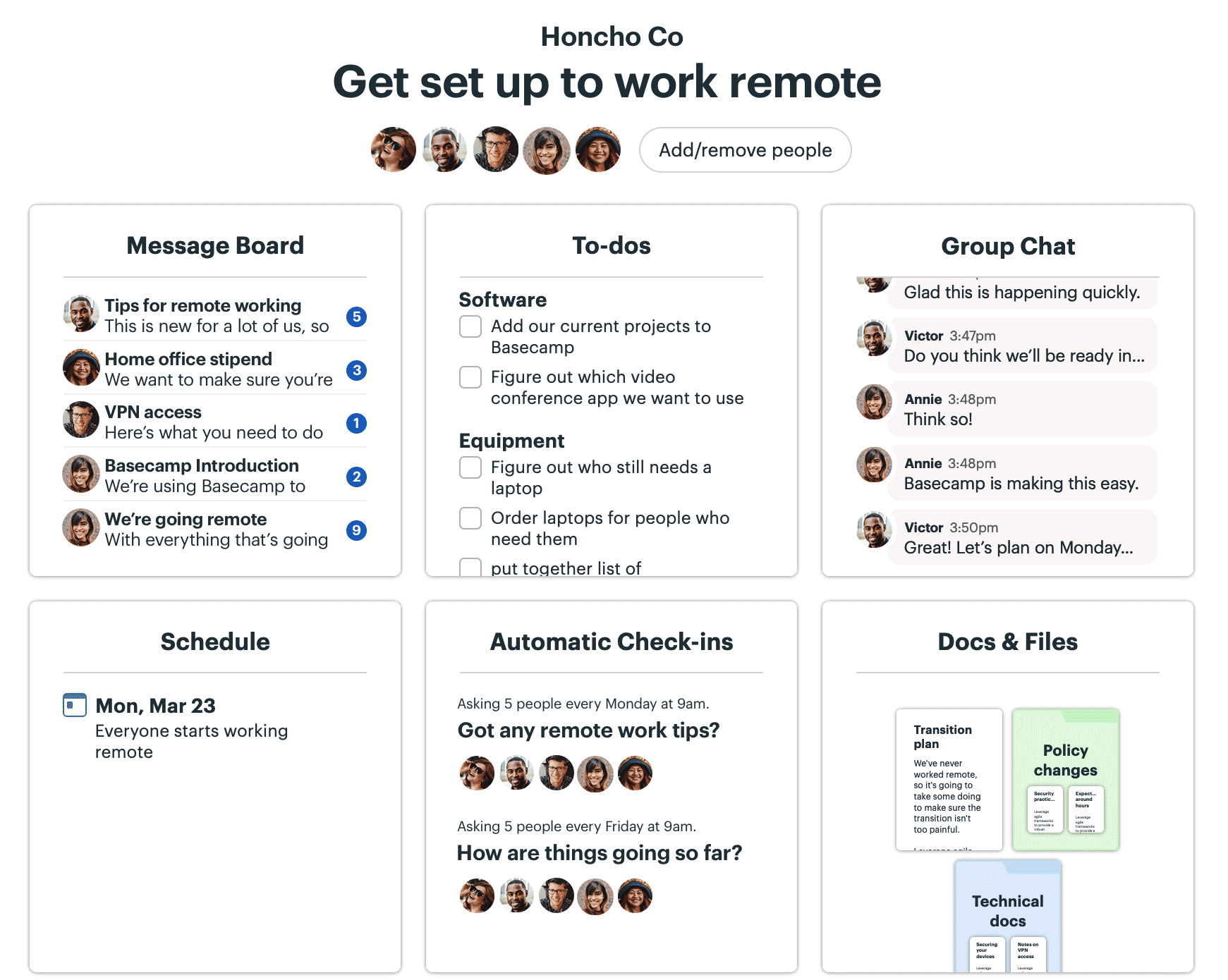 basecamp remote work project management dashboard