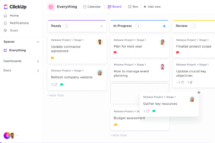 clickup project management dashboard