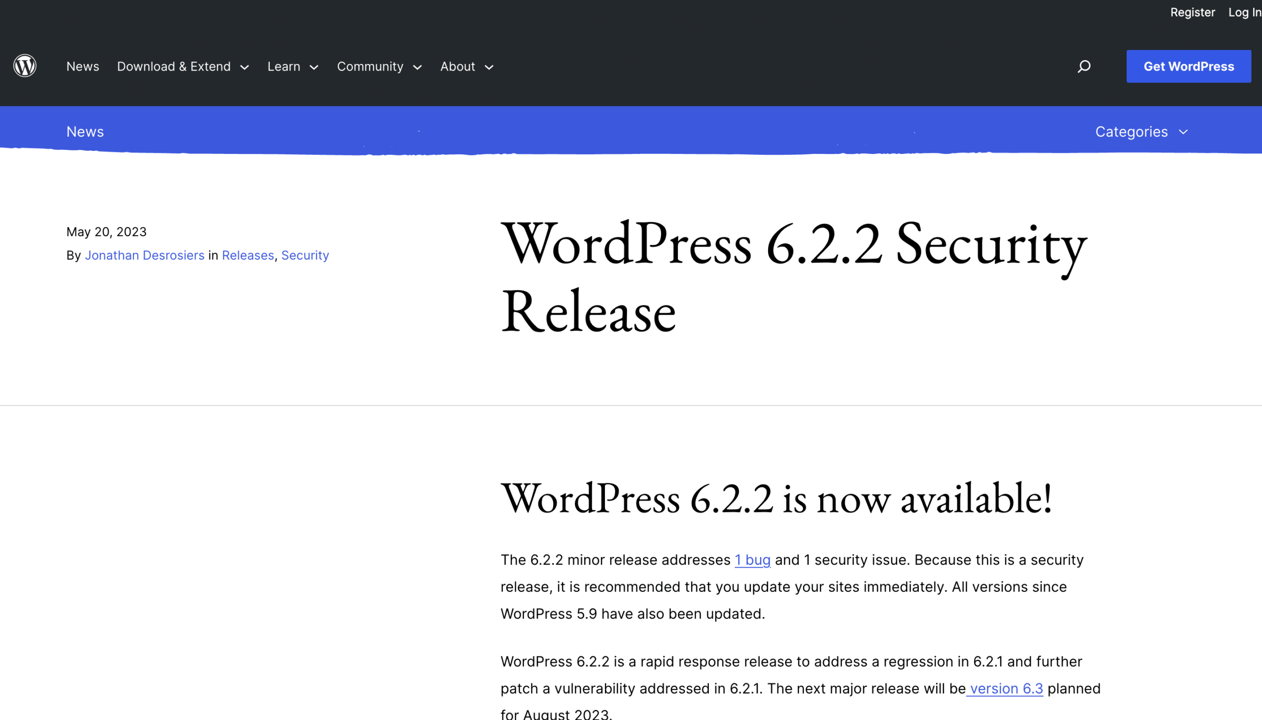 Wordpress product release