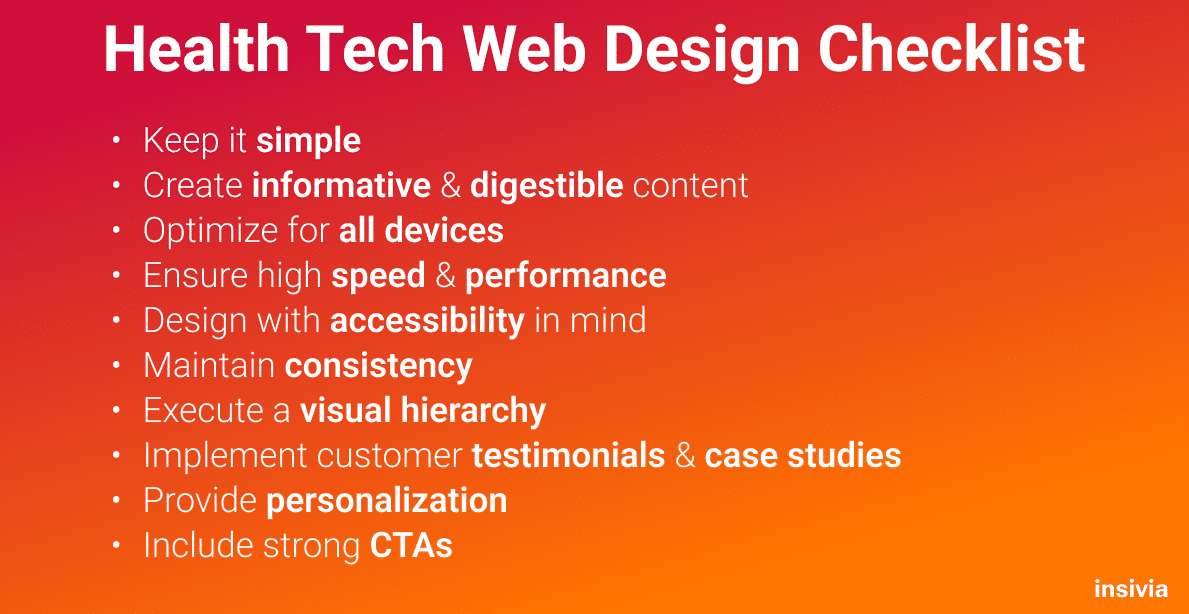 Health tech web design checklist