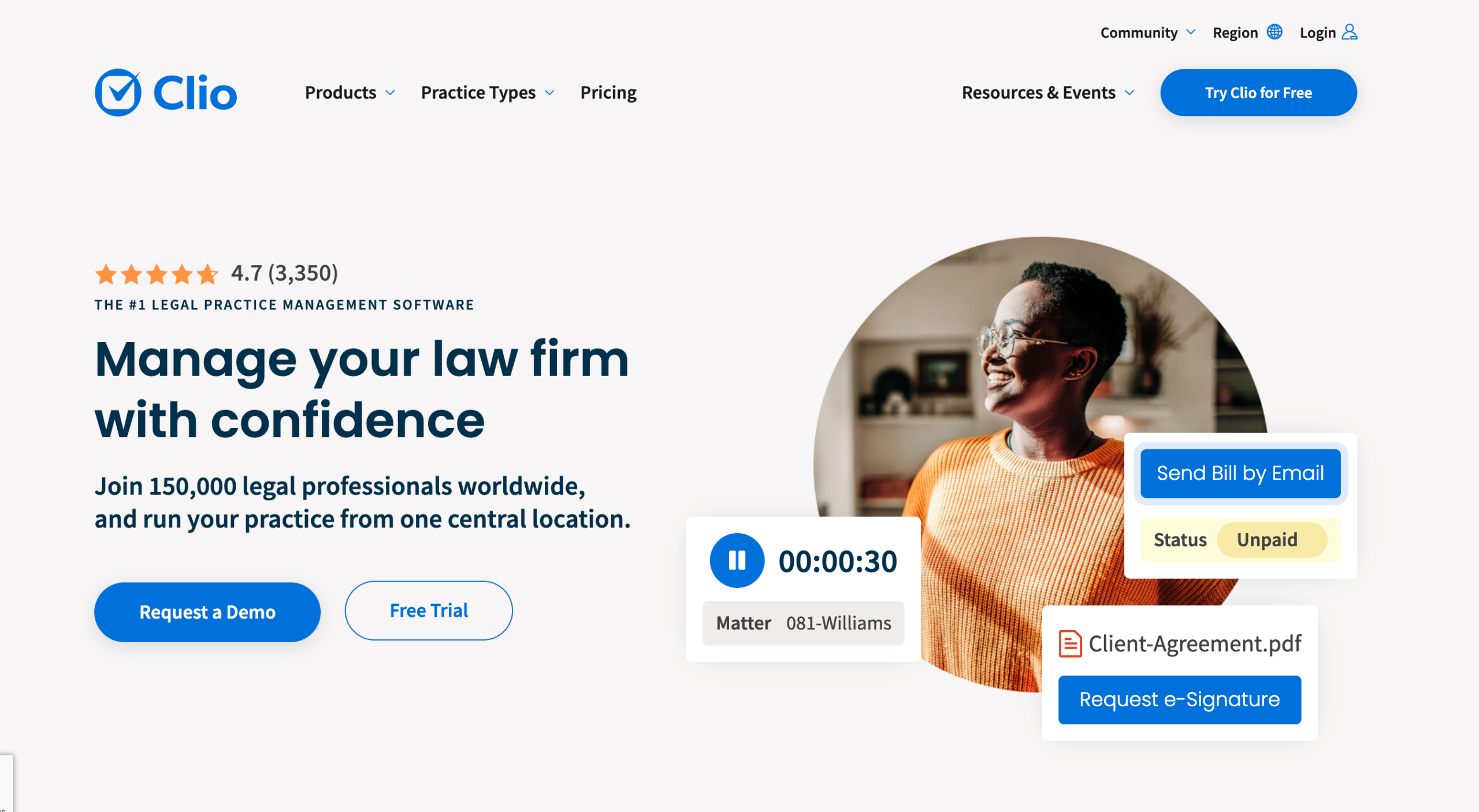 Clio legal tech software website homepage