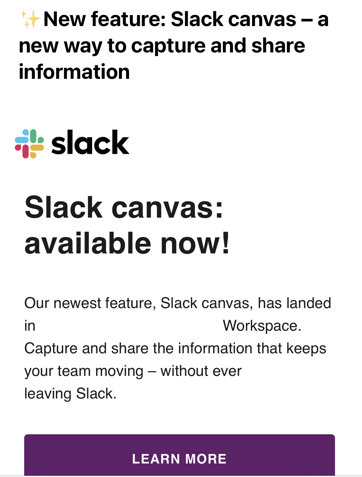 Slack email software marketing example