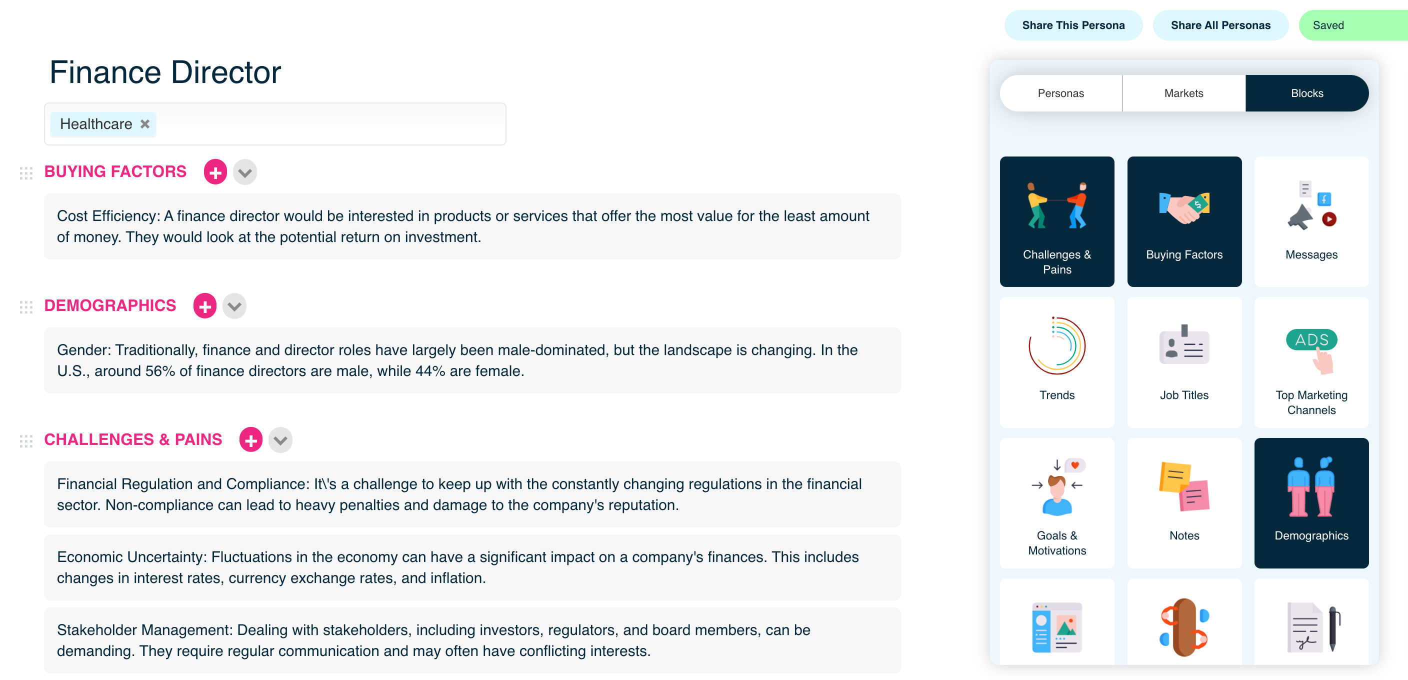 SaaS persona AI tool