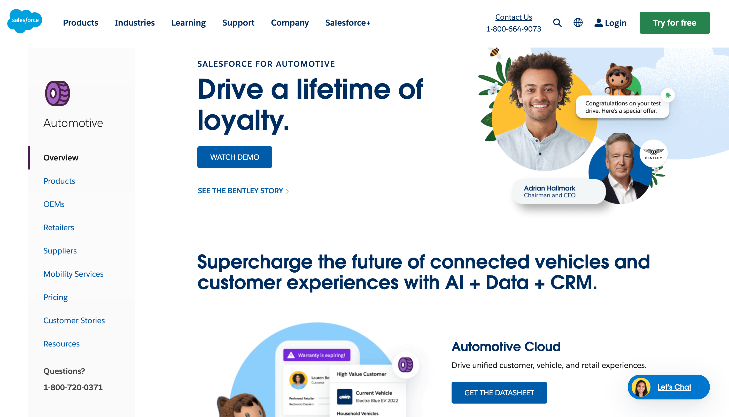 Salesforce SaaS industry targeted landing page example